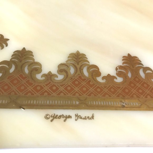 Vintage Georges Briard MCM Slag Glass Plate Polygon - Picture 6 of 6